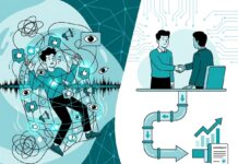 Marketing IT: Por qué el volumen de datos está cegando a los directivos Ilustración sobre la diferencia entre métricas de vanidad en marketing digital y el flujo de ventas real en el sector IT B2B