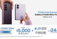 Samsung abre la preventa en México de los Galaxy Z Fold8 Ultra, Fold8 y Flip8 con beneficios exclusivos Banner promocional sobre fondo claro que muestra dos manos sosteniendo los teléfonos inteligentes plegables de Samsung: uno en color oscuro (Violeta Sombra) y otro en tono claro (Lavanda). El gráfico incluye el texto "Totalmente Nuevos Galaxy Z Fold8 Ultra | Fold8 Galaxy AI" y detalla los beneficios de la promoción "Pre-Order Now" válida del 22 de julio al 20 de agosto en samsung.com/mx, destacando hasta $5,000 de descuento, x10 en Samsung Rewards, disponibilidad de Galaxy Canje y hasta 24 meses sin intereses con tarjetas participantes.