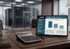 AMD lanza calculadora para optimizar el costo de la IA empresarial Fotografía de un escritorio corporativo que muestra un pad de cuero, una calculadora tradicional, un bolígrafo y un bloc de notas, todos con el logotipo de AMD. En el centro destaca una tableta que exhibe la interfaz de la "AMD Client Tokenomics Calculator" con un gráfico de barras proyectando el costo total de propiedad. Al fondo, detrás de paredes de cristal, se observa una sala de servidores con el texto "AMD EPYC POWERED BY AMD".