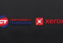 CT Internacional fortalece su oferta para el canal con New Xerox Composición gráfica sobre un fondo gris oscuro texturizado que exhibe, uno junto al otro, los logotipos corporativos tridimensionales de CT Computadoras y Tecnología y de Xerox.