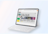 HUAWEI MatePad Air: Productividad de PC con IA integrada Fotografía de producto en fondo claro de una tablet HUAWEI MatePad Air en color blanco, acoplada a un teclado magnético inteligente y con un lápiz M-Pencil Pro acoplado en la parte superior. La pantalla OLED PaperMatte muestra la interfaz de la suite WPS Office nivel PC ejecutando un editor de presentaciones con menús de ventanas.