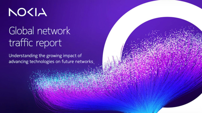 Nokia presenta el estudio Global Network Traffic Report 2026 para América Latina Gráfico promocional con fondo morado que presenta el logotipo de Nokia y el título