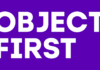 Estudio de Object First revela brecha crítica en la protección contra el ransomware Gráfico rectangular con el logotipo de Object First impreso en tipografía gruesa de color blanco dispuesta en dos líneas centradas, sobre un fondo morado uniforme.