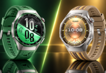 HUAWEI WATCH GT 7 Series vs. GT 6 Series: la evolución que revoluciona tu salud y entrenamiento Fotografía publicitaria en render 3D de dos relojes inteligentes HUAWEI WATCH GT 7 Series de frente, uno a la izquierda con correa de fluoroelastómero verde y bisel nanotecnológico, y otro a la derecha con acabado metálico, bisel dorado y correa beige tejida.